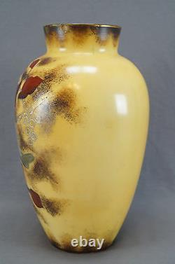 Victorian Bohemian Glass Vase With Hand Painted & Gold Bird Circa 1880s 1890s