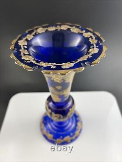 Victorian Bohemian Persian Blue Glass 8 3/4 Vase Made for Eastern Market