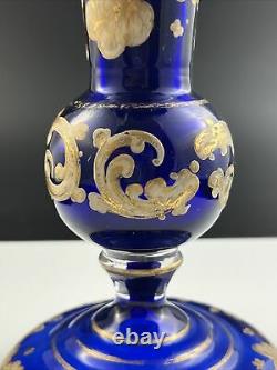 Victorian Bohemian Persian Blue Glass 8 3/4 Vase Made for Eastern Market