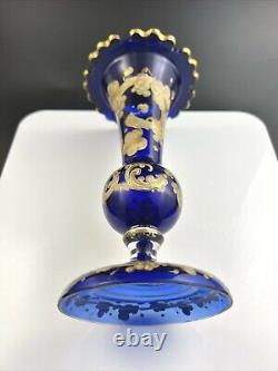 Victorian Bohemian Persian Blue Glass 8 3/4 Vase Made for Eastern Market