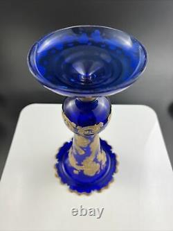 Victorian Bohemian Persian Blue Glass 8 3/4 Vase Made for Eastern Market