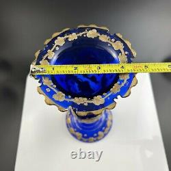 Victorian Bohemian Persian Blue Glass 8 3/4 Vase Made for Eastern Market