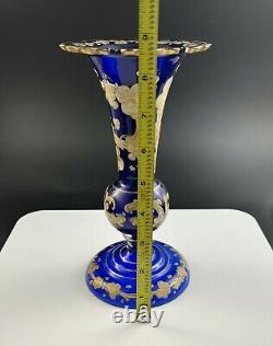 Victorian Bohemian Persian Blue Glass 8 3/4 Vase Made for Eastern Market