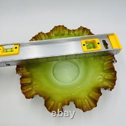 Victorian Bowl Ox Blood Red Rim Art Glass Pistachio Green Cased Glass Ruffled Victorian Bowl Ox Blood Red Rim Art Glass Pistachio Green Cased Glass Ruffled