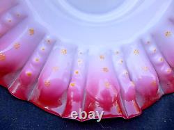 Victorian Brides Wedding Basket Pink Art Glass Bowl W Silverplate Frame