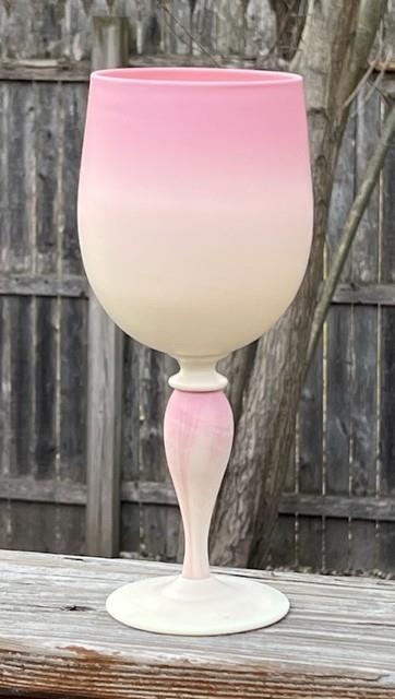Victorian Burmese Art Glass Chalice 8 3/4 Goblet Amazing Color