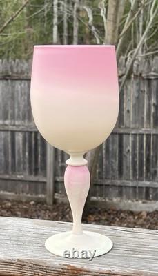 Victorian Burmese Art Glass Chalice 8 3/4 Goblet Amazing Color Victorian Burmese Art Glass Chalice 8 3/4 Goblet Amazing Color