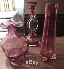 Victorian CRANBERRY GLASS art LOT 14 antique unique blown glass collectibles