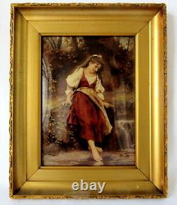 Victorian CRYSTOLEUM c. 1880 c. 1910. REVERSE OIL PAINTING on CONCAVE GLASS