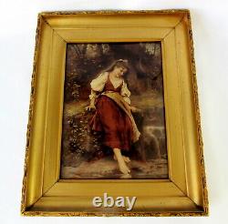 Victorian CRYSTOLEUM c. 1880 c. 1910. REVERSE OIL PAINTING on CONCAVE GLASS