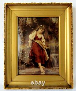 Victorian CRYSTOLEUM c. 1880 c. 1910. REVERSE OIL PAINTING on CONCAVE GLASS