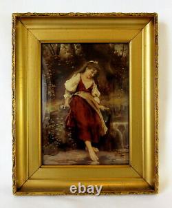Victorian CRYSTOLEUM c. 1880 c. 1910. REVERSE OIL PAINTING on CONCAVE GLASS