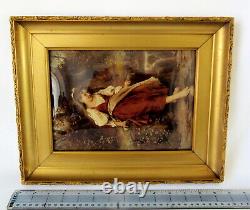 Victorian CRYSTOLEUM c. 1880 c. 1910. REVERSE OIL PAINTING on CONCAVE GLASS