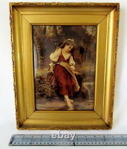 Victorian CRYSTOLEUM c. 1880 c. 1910. REVERSE OIL PAINTING on CONCAVE GLASS