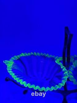 Victorian Condiment/ Relish Set/ Vaseline Glass Victorian Condiment/ Relish Set/ Vaseline Glass