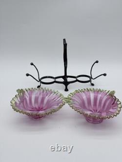 Victorian Condiment/ Relish Set/ Vaseline Glass Victorian Condiment/ Relish Set/ Vaseline Glass
