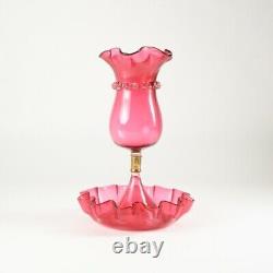 Victorian Cranberry Art Glass Epergne 11 H
