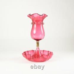 Victorian Cranberry Art Glass Epergne 11 H