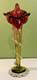 Victorian Cranberry Art Glass Jack In The Pulpit 12 Vase Applied Rigaree Deco