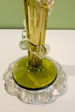 Victorian Cranberry Art Glass JACK IN THE PULPIT 12 Vase Applied Rigaree Deco