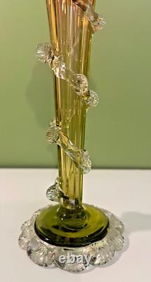 Victorian Cranberry Art Glass JACK IN THE PULPIT 12 Vase Applied Rigaree Deco