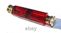 Victorian Cranberry / Ruby Art Glass Double End Smelling Salt Bottle