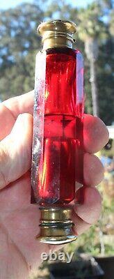 Victorian Cranberry / Ruby Art Glass Double End Smelling Salt Bottle