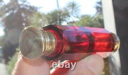 Victorian Cranberry / Ruby Art Glass Double End Smelling Salt Bottle