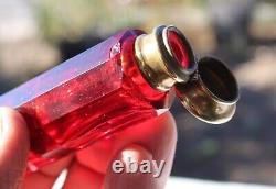 Victorian Cranberry / Ruby Art Glass Double End Smelling Salt Bottle