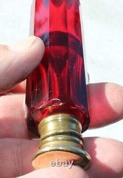 Victorian Cranberry / Ruby Art Glass Double End Smelling Salt Bottle