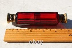 Victorian Cranberry / Ruby Art Glass Double End Smelling Salt Bottle