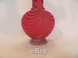 Victorian Cranberry Vase Pulled Feather Pattern by Thomas Webb Satin Finish