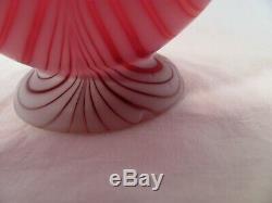 Victorian Cranberry Vase Pulled Feather Pattern by Thomas Webb Satin Finish