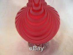 Victorian Cranberry Vase Pulled Feather Pattern by Thomas Webb Satin Finish