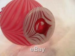 Victorian Cranberry Vase Pulled Feather Pattern by Thomas Webb Satin Finish