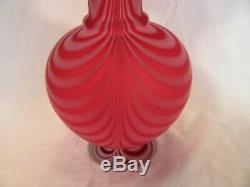 Victorian Cranberry Vase Pulled Feather Pattern by Thomas Webb Satin Finish