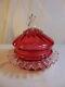 Victorian Cranberry Withfilagree Powder Or Candy Dish