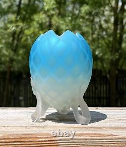 Victorian DQ MOP Satin Art Glass Footed Egg Vase Mt Washington