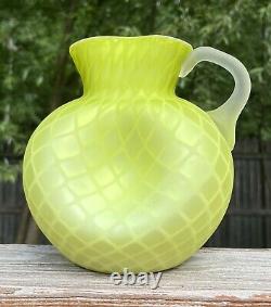 Victorian DQ MOP Satin Art Glass Jug Pitcher Webb, Mt Washington MINT