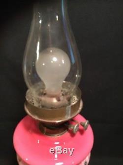 Victorian Enameled Cranberry Art Glass Gwtw Lamp