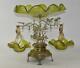 Victorian Epergne Art Glass Bowls Figural Stag Austria