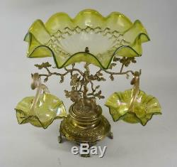 Victorian Epergne Art Glass bowls Figural Stag Austria