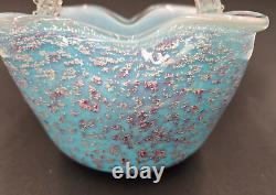 Victorian Era Steven & Williams Art Glass Basket Thorn Handle SILVER FLECKS