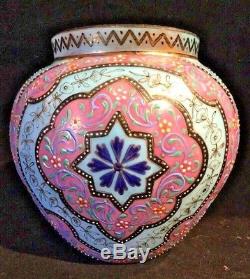 Victorian Era Thomas Webb Enameled Moroccan Tapestry Art Glass Vase