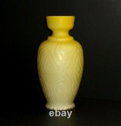 Victorian Era Yellow Mop Satin Art Glass Moire Pattern Vase