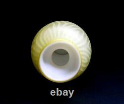 Victorian Era Yellow Mop Satin Art Glass Moire Pattern Vase