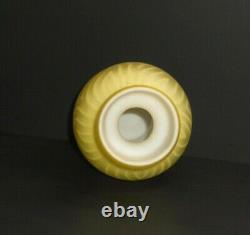 Victorian Era Yellow Mop Satin Art Glass Moire Pattern Vase