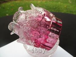 Victorian Glass Clarke's Fairy Pyramid Lamp Rosebud Cranberry Applied Petals