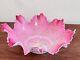 Victorian Glass Pink Bowl Bride Basket Enamel Flowers