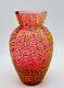 Victorian Glass Vase Coralene Gold Micro-bead Over Cranberry C1890